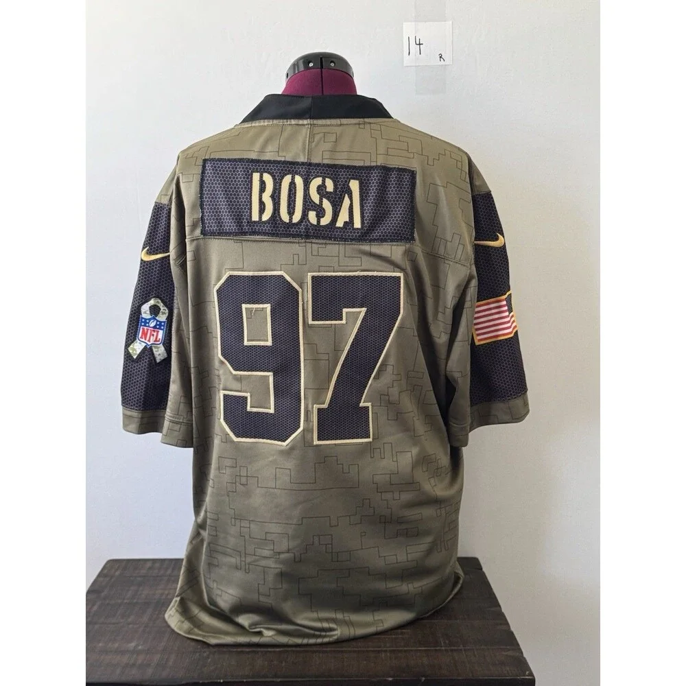 Nike 49ers Nick Bosa #97 Salute to Service On Field Jersey Size L Olive Camo